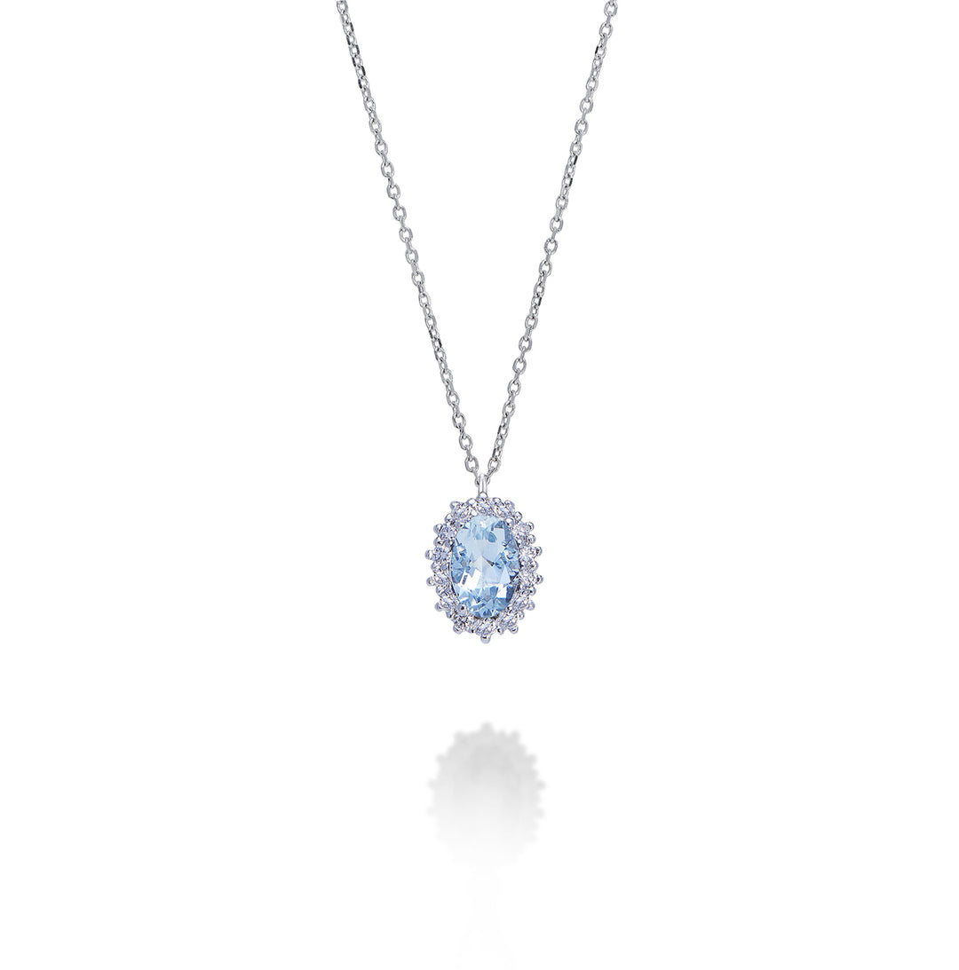 Nihama cl 18k oval akvamarin 6x4 ct.0,30 diam. 0,13 ct ND5086O4AM