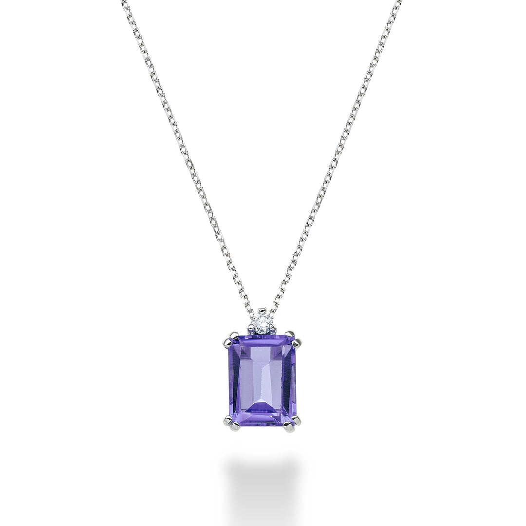 Nihama cl 18k achteckiger Amethyst 8x6 ct.1,30 Durchm. ct.0,03 NPCL090DIAMET3O4