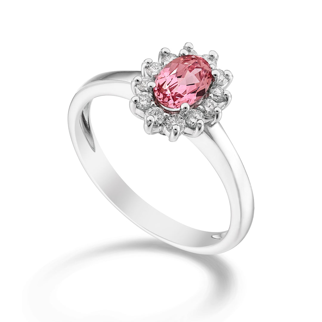 Mikiko an 18k oval pink sapphire 6x4 ct.0.60 diam. ct.0.23 MA5093O4ZFRP
