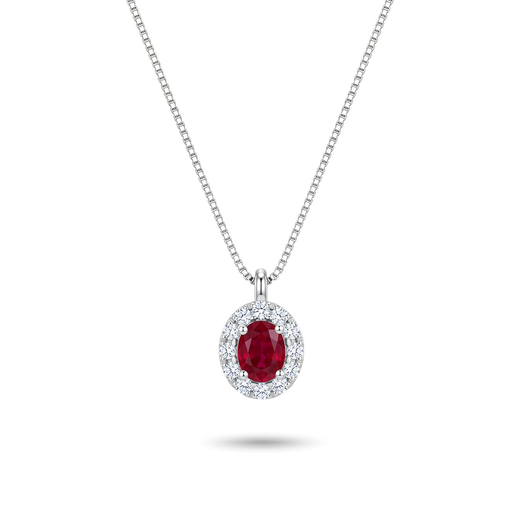 Nihama cl 18k oval rubin 4x3 med diamantindfatning ND5201O4RBC