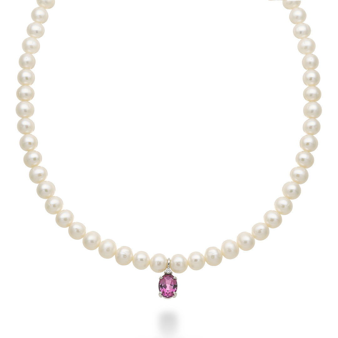 Nihama cl 18k fw 5,5/6 oval rosa topas 6x8 ct.1,40 diam. 0,02 ct fjäderring NC1576O4TPPK55