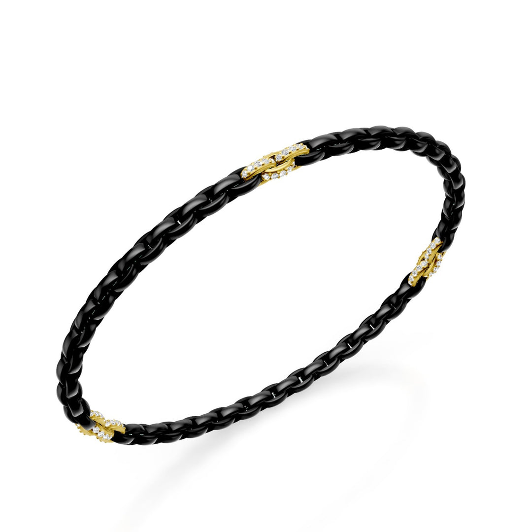 Golay svart titanarmband, med 9 18kt gult guld pavet-inlägg, oval länk, 17,5 cm GBR034E9O1DINE-175