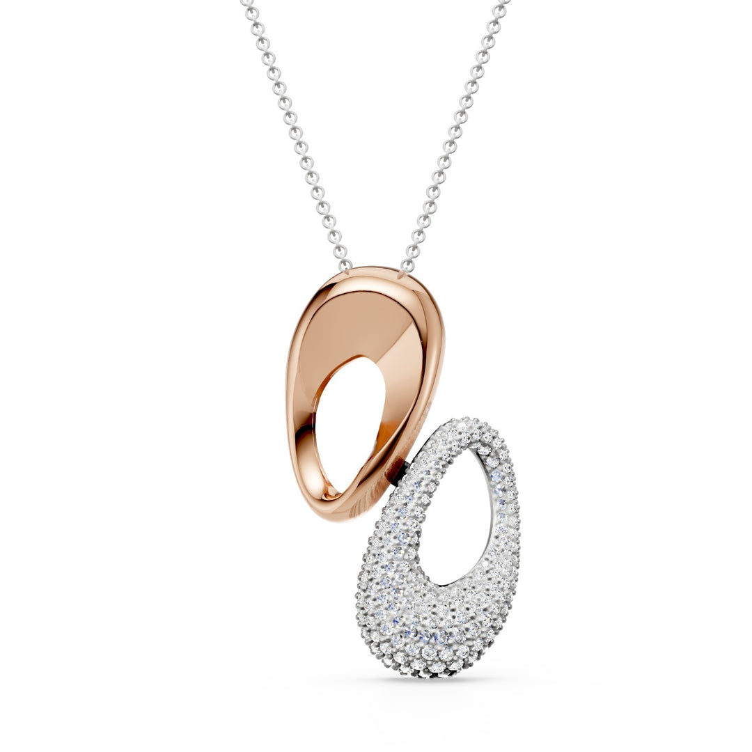 Golay two-tone white and pink pendant necklace with pave&