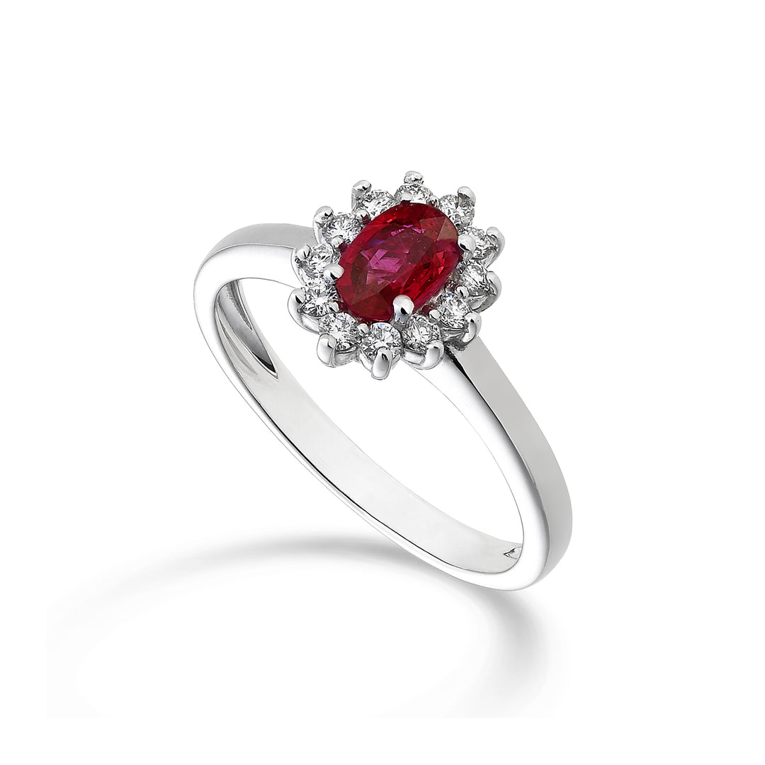 Nihama an 18k oval ruby ​​6x4 ct. 0.40 diam. 0.23 ct NA5093O4RBC