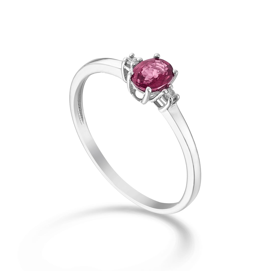 Mikiko an 9k ruby ​​n. oval 5x4 ct.0.40 diam. 0.02 ct MA5191R4RBN