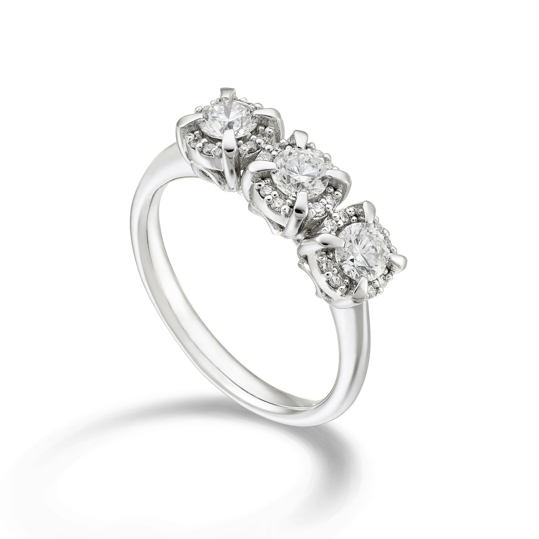 World Diamond Group Trilogie-Diamantring zwischen Krappen, ca. 0,08 ct ATRLC421DI08-24059110122