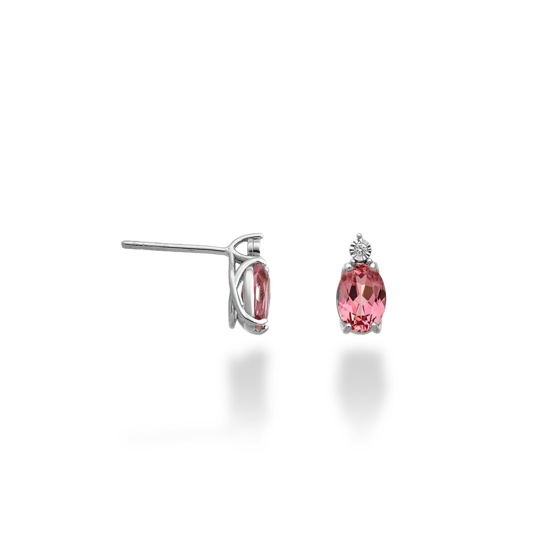 Nihama oder 18 Karat ovaler rosafarbener Saphir 7x5 mit Diamant NO5176O4ZFRP