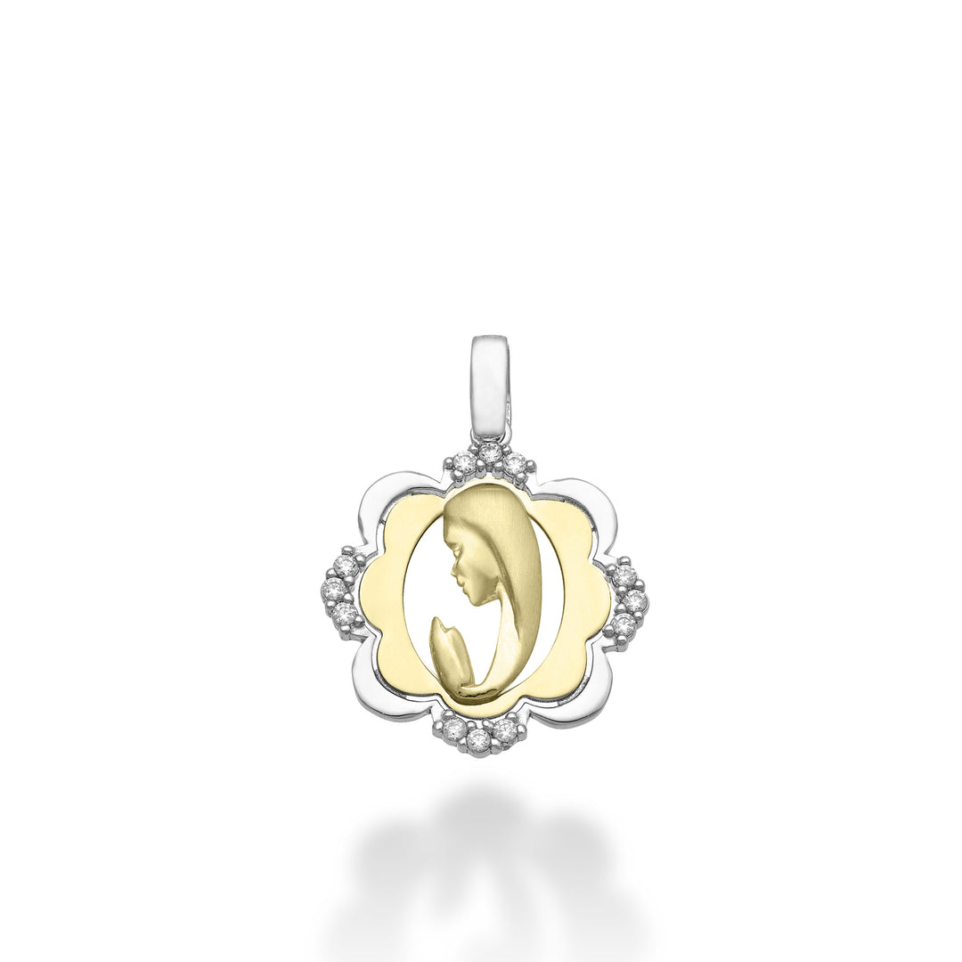 Nihama pe 18k ct.0,10 Madonna bön vit/gult guld cm.1,6 NP5029O7BR010