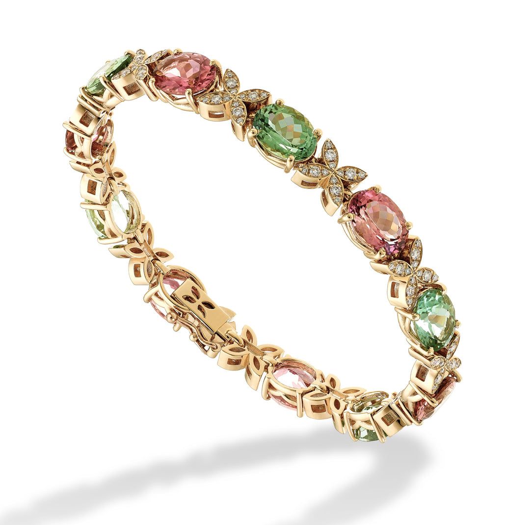 World Diamond Group tennis bracelet diamonds and oval tourmalines 8x10 BCT030DITO810-22245110037