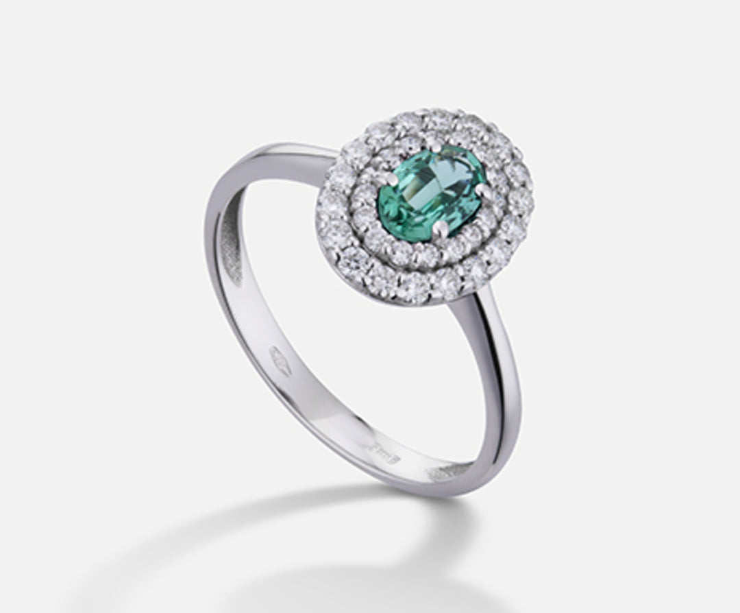 Mikiko an 18k emerald n. oval 6x4 ct.0.38 dia ct.0.33 MA5117O4SMN038