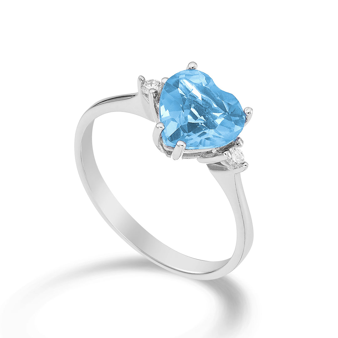 Mikiko an 18k blue topaz heart 8x8 ct.2.30 diam. ct.0,05 MACL198DITPAZ88O4