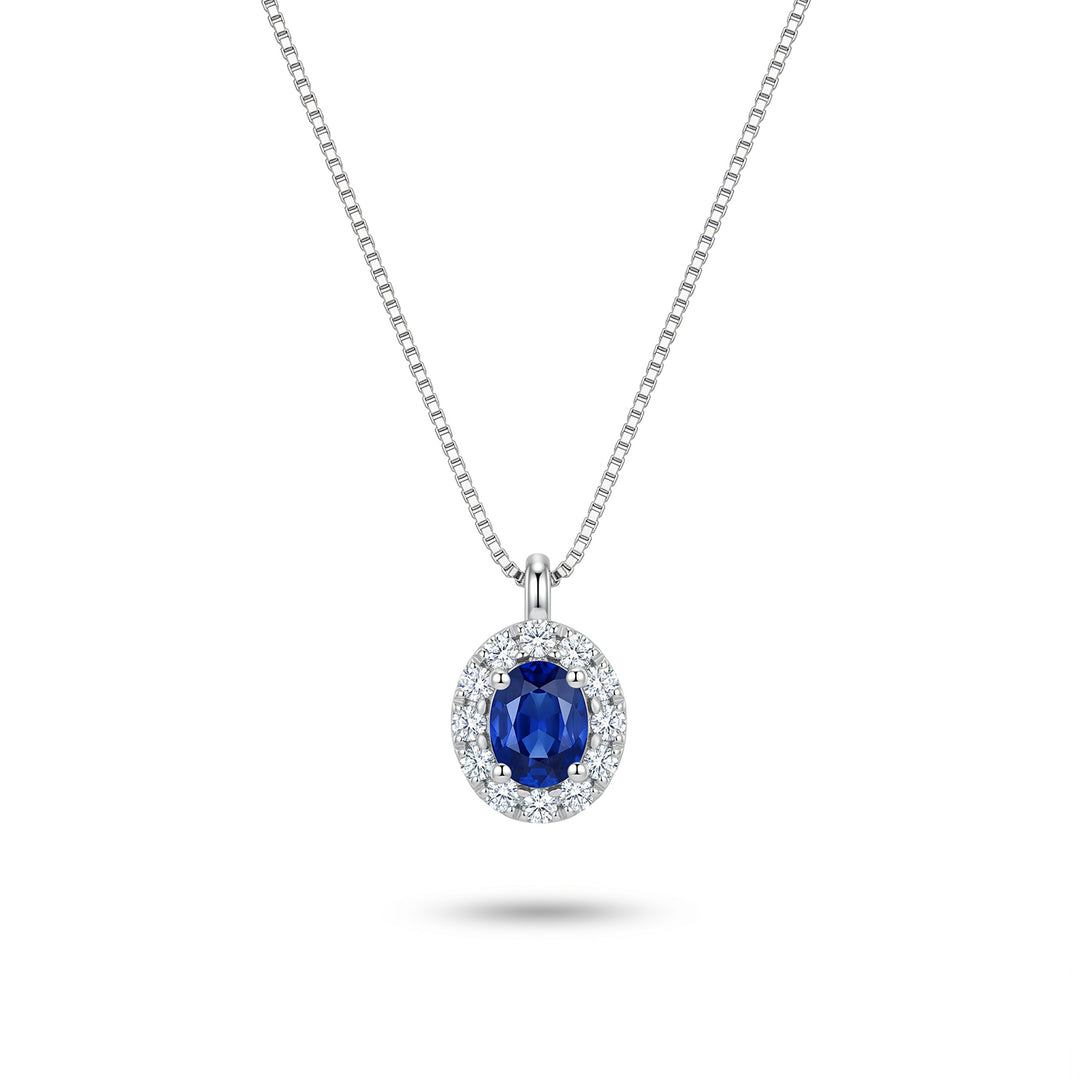 Nihama cl 18k oval safir 4x3 med diamantindfatning ND5201O4ZFD