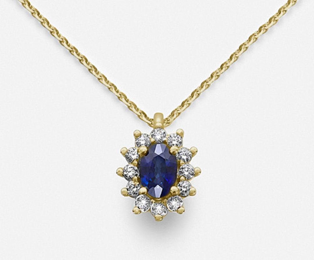 Nihama cl 18k safir nr. oval 6x4 ct.0,62 diam. 0,23 karat gult guld ND5047O1ZFN062