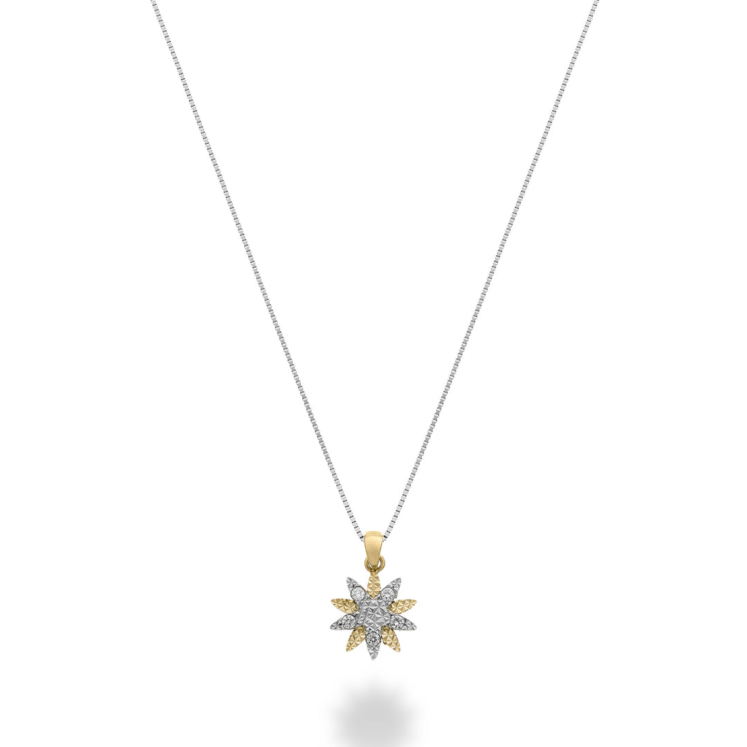 Nihama cl 18k blomstermønster med diamanter, elementer i gult guld og hvidguld ND5200O7BR003