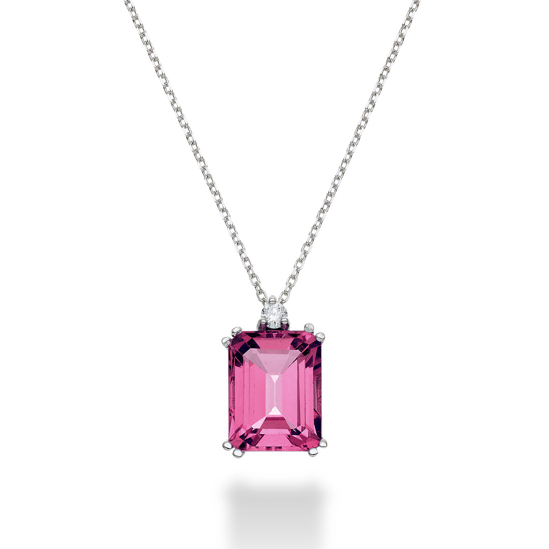 Nihama cl 18k achteckiger rosa Topas 7x9 ct.2,60 Durchm. ct.0,04 NPCL090DITPPK4O4