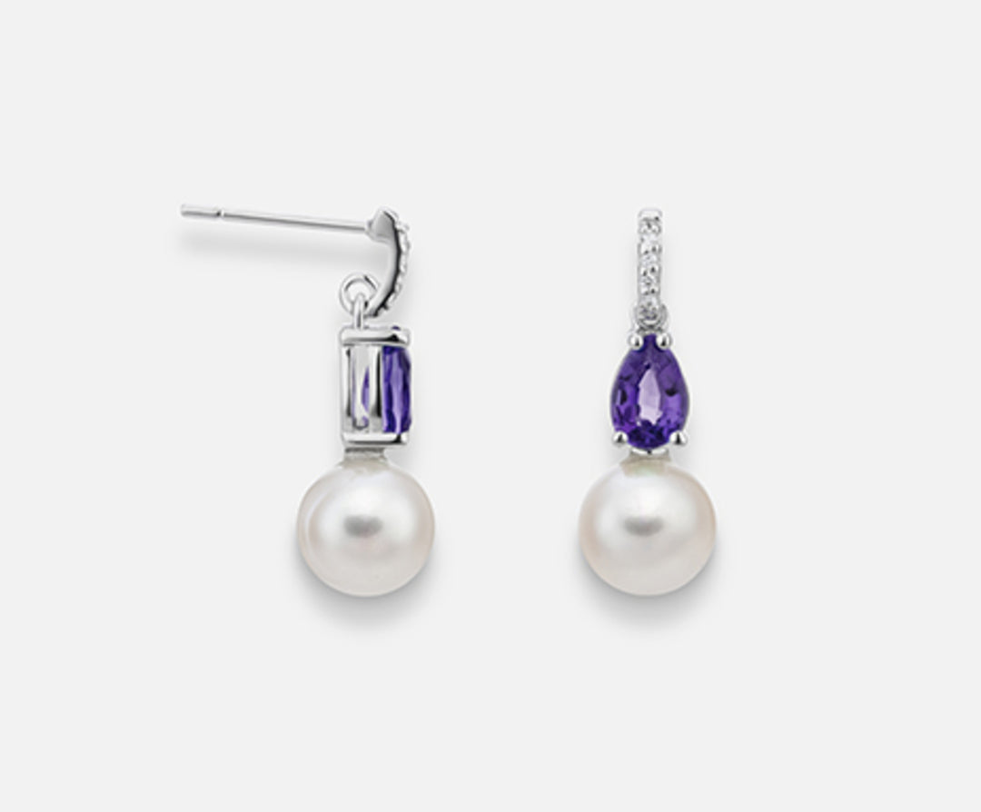 Nihama oder 18k fw 7,5/8 Amethyst Tropfen 6x4 ct.0,72 dia ct.0,03 NO1526O4FABI075