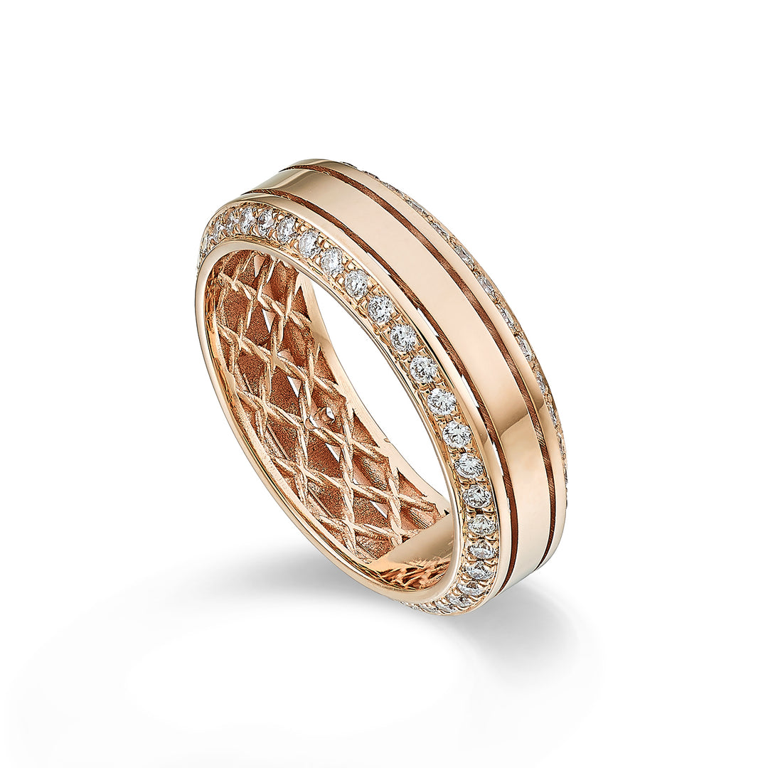 Golay lys terning rund fingerring med diamanter 6mm ACUBET001DI-23111110013