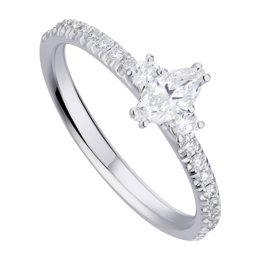 World Diamond Group solitaire ring med marquise og forsænket skaft AMQC017DI1-21074110027