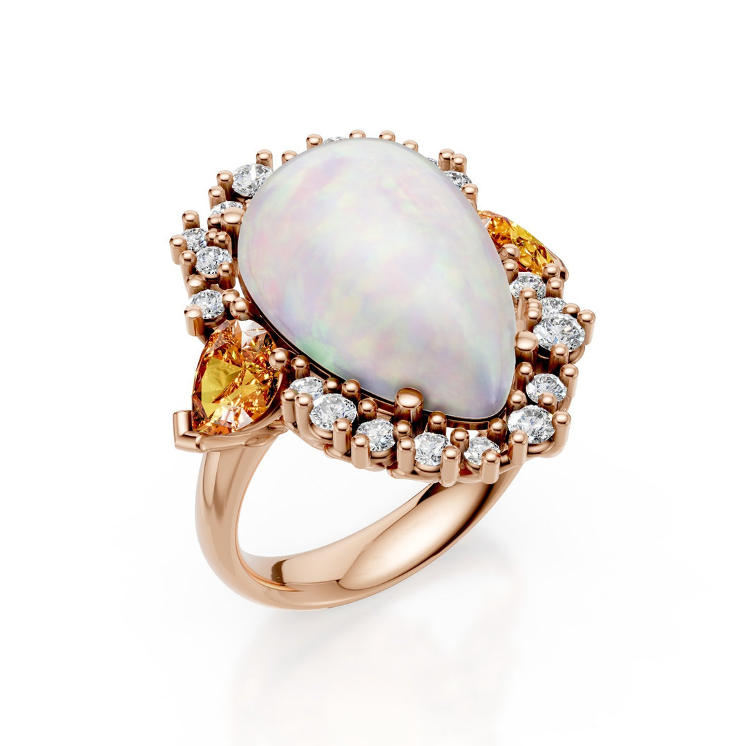Golay opalring cabochon drop 17x11, multicol drops ACLC742DMCOP1711-25213110008