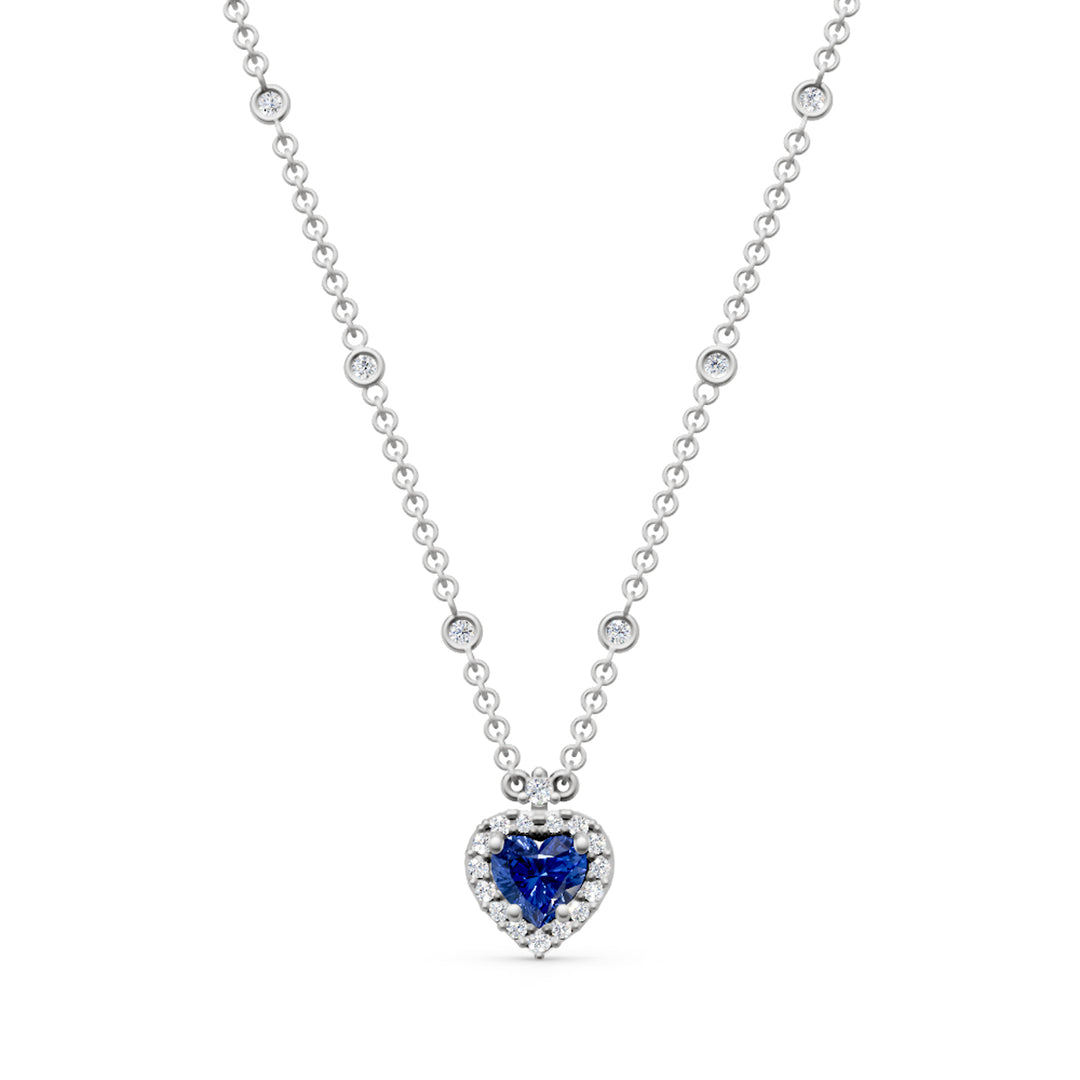 Golay 5x5 hjärta och kontur safir hänge halsband GCLC528DZB55-24269110105
