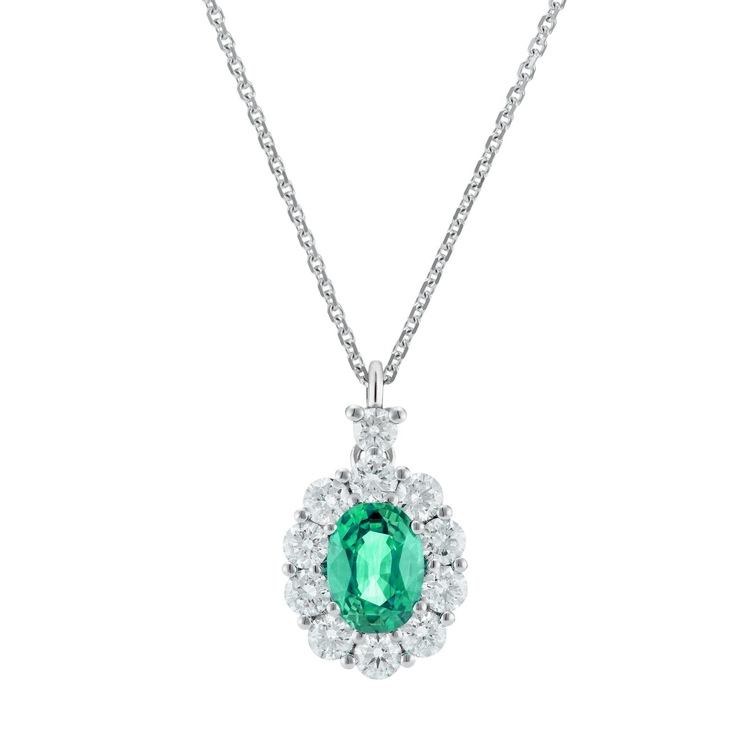 Golay ovalt smaragdhalsband 6x5 och diamantkontur PCL043DISM1-26111110417