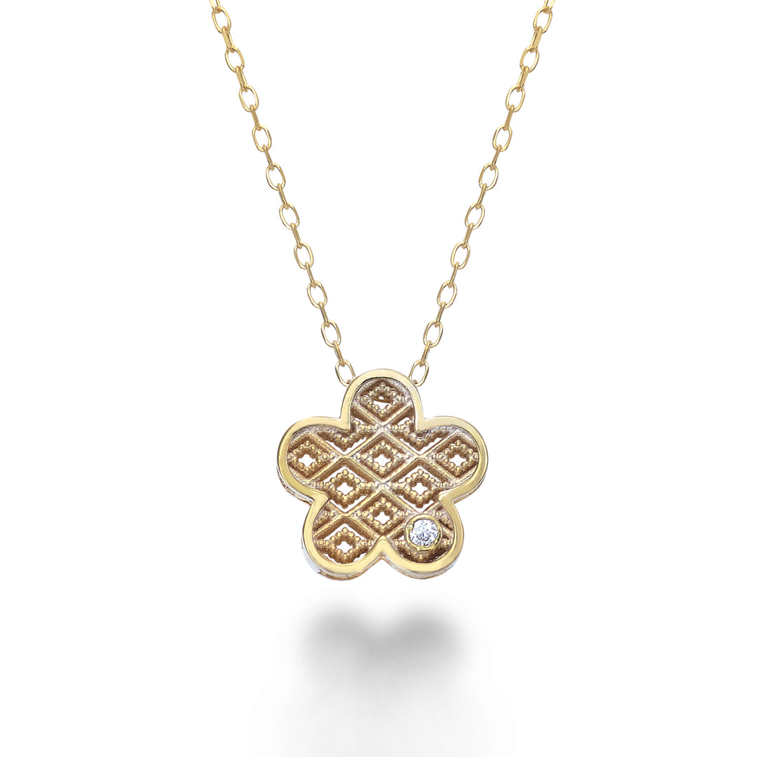 Mikiko cl 18k gult guld blomma diam. ct.0,01 MDFIOREO1
