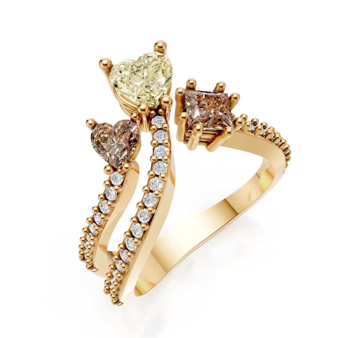Golay fancy diamantringformede diamanter på skaftet AMP691DFYG-25106110114