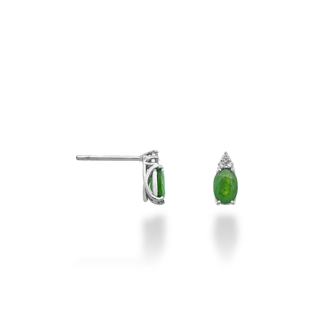 Mikiko eller 18k oval smaragd 5x3 og tre diamanter MO5182O4BE
