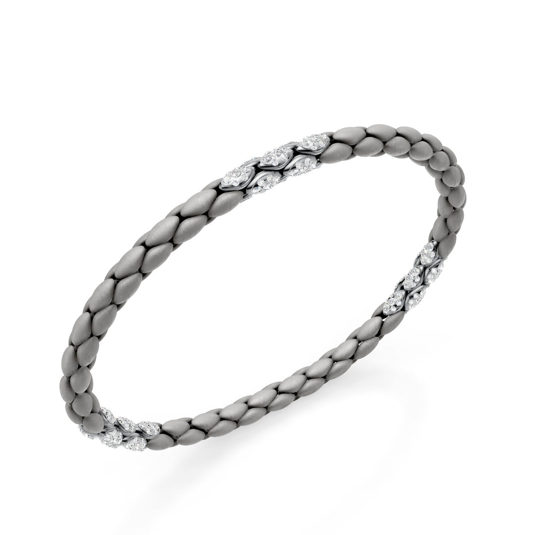 Golay gray titanium bracelet, with 15 platinum paveted inserts, herringbone link, 18cm GBR032E15PTDIGR-180