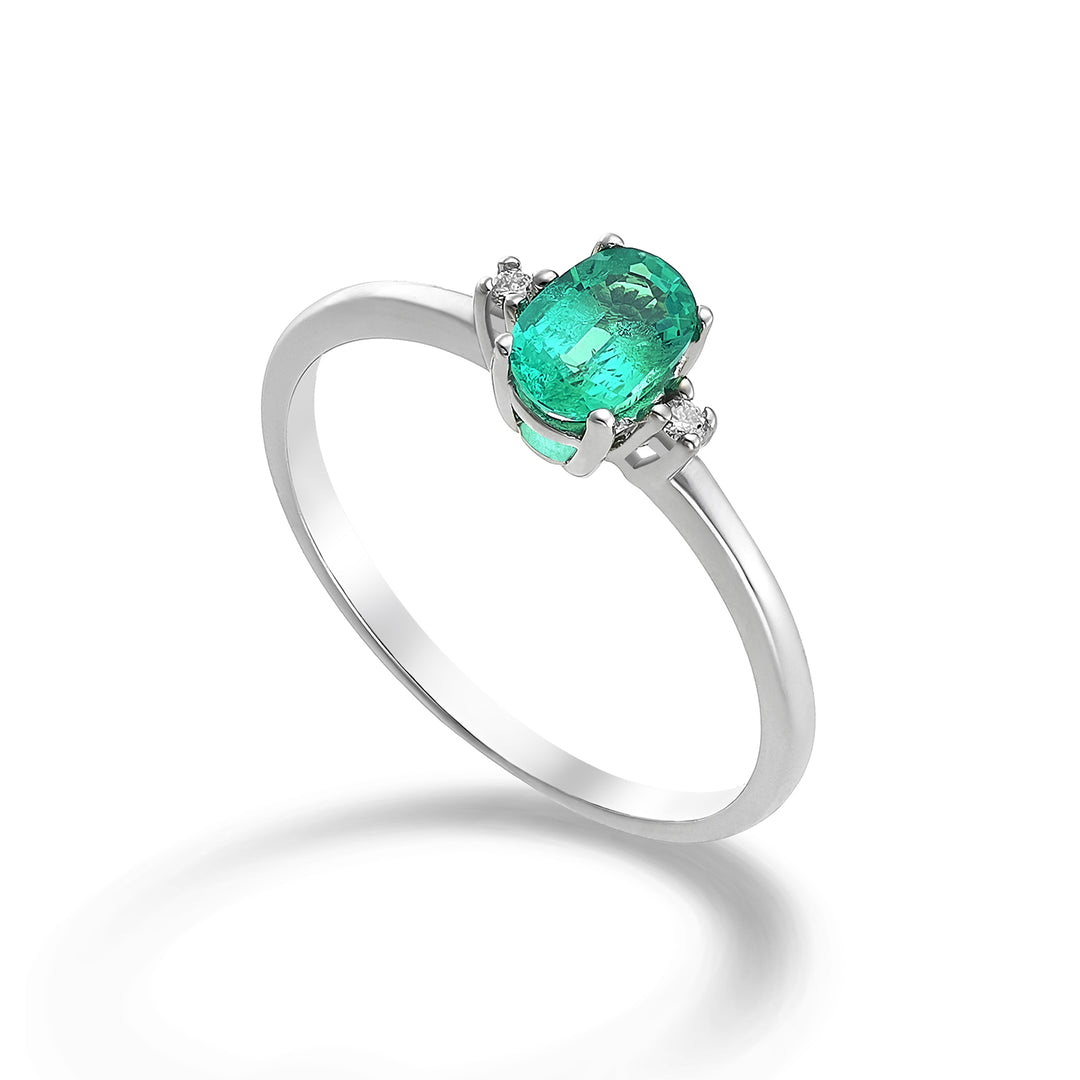 Mikiko ein 9k Smaragd n. oval 6x4 ct.0,45 Durchm. ct.0,02 MA5072R4SMN045