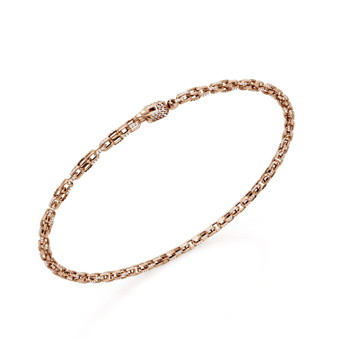 Golay fyrkantigt mjuklänkarmband, i 18 karat roséguld, satt med diamanter och asfalterad hummerlås, 18 cm GBR002O3DIBI-180