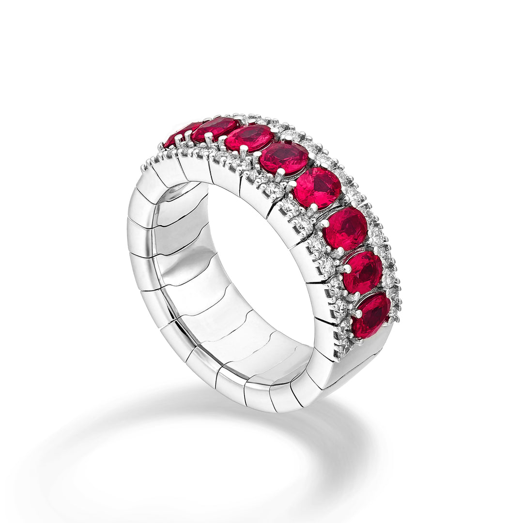 Golay elastic riviera ring with 8 oval rubies 4x3 and diam ARE447DRU438-24276110050