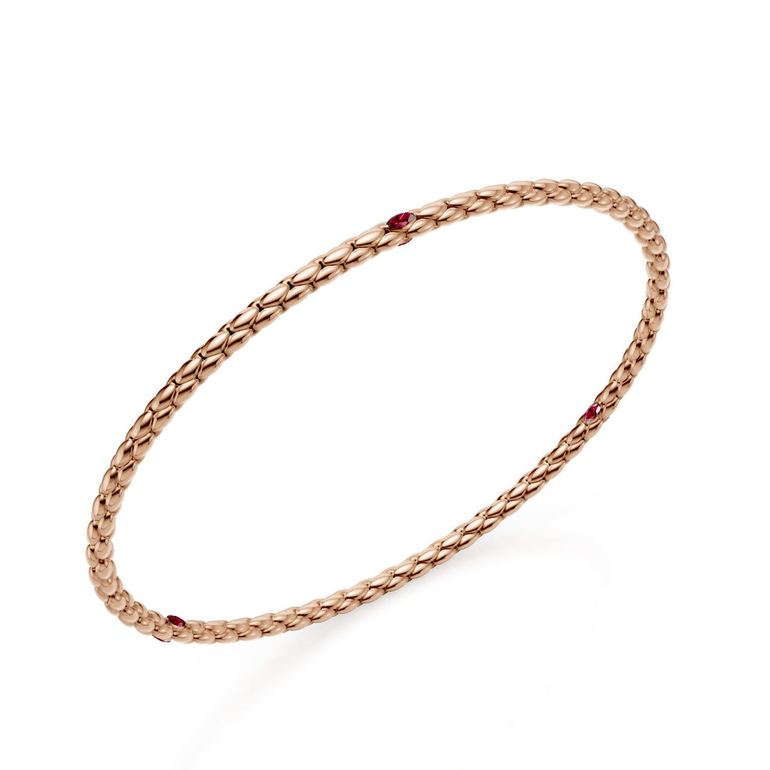 Golay-armband i 9k roséguld, med fiskbenslänk och tre element med två markisrubiner vardera 16cm GBR039E3R3RU-160