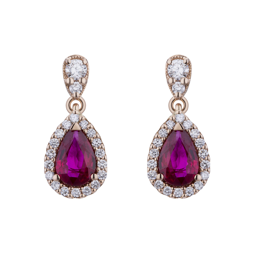 Golay-Rubin-Tropfenohrring 6x4 und Diamanten ORB300RU-22125110028