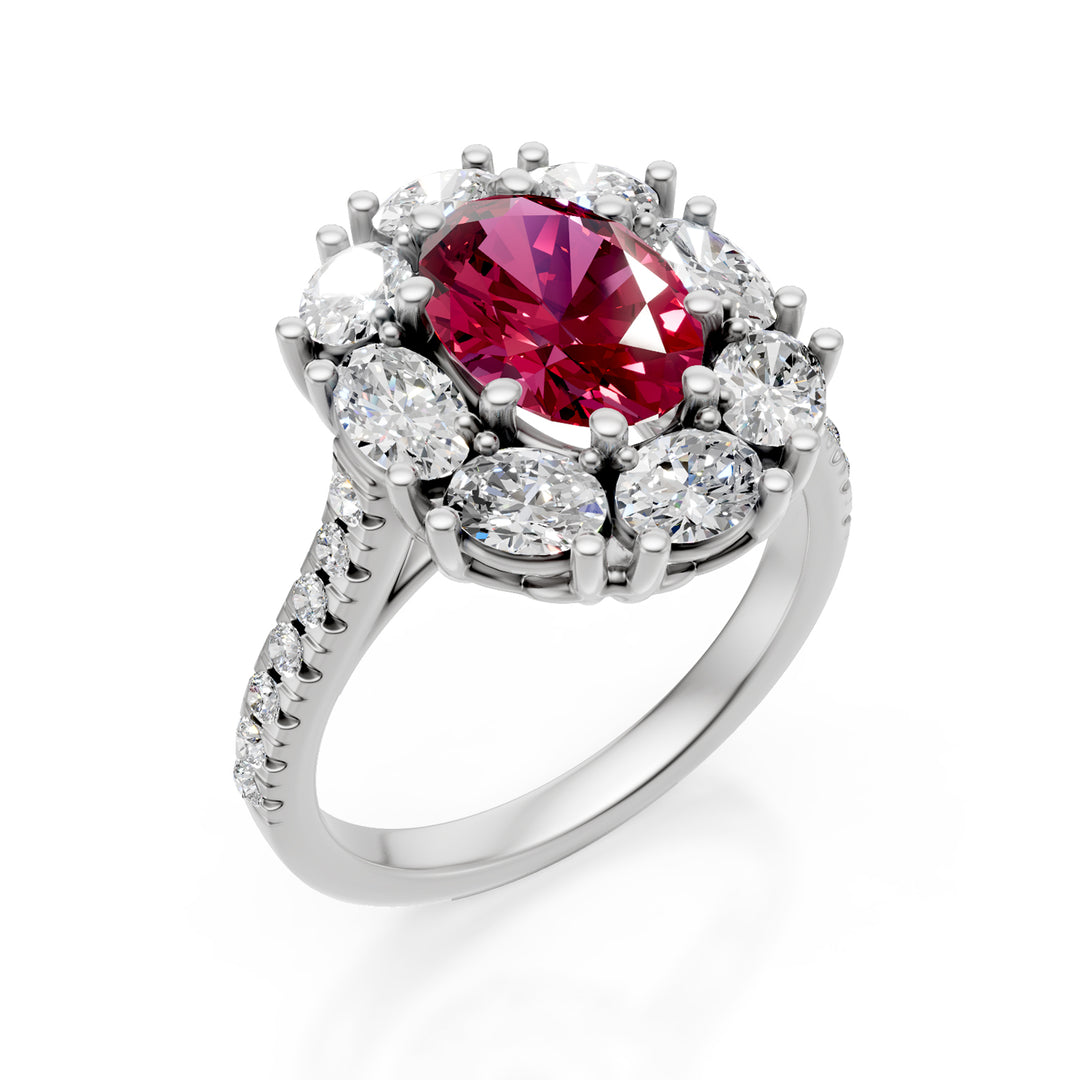 Golay oval ruby ring 9x6 and oval diamond contour APU509DRU-24338110033