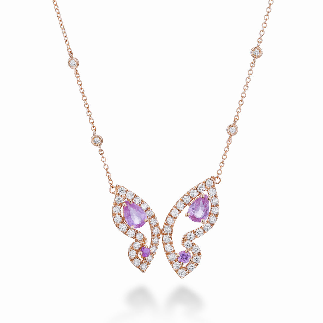 Großer Mariposa-Halsband von Golay mit rosafarbenen und diamantfarbenen Saphiren GFFA008DZP-22259110070