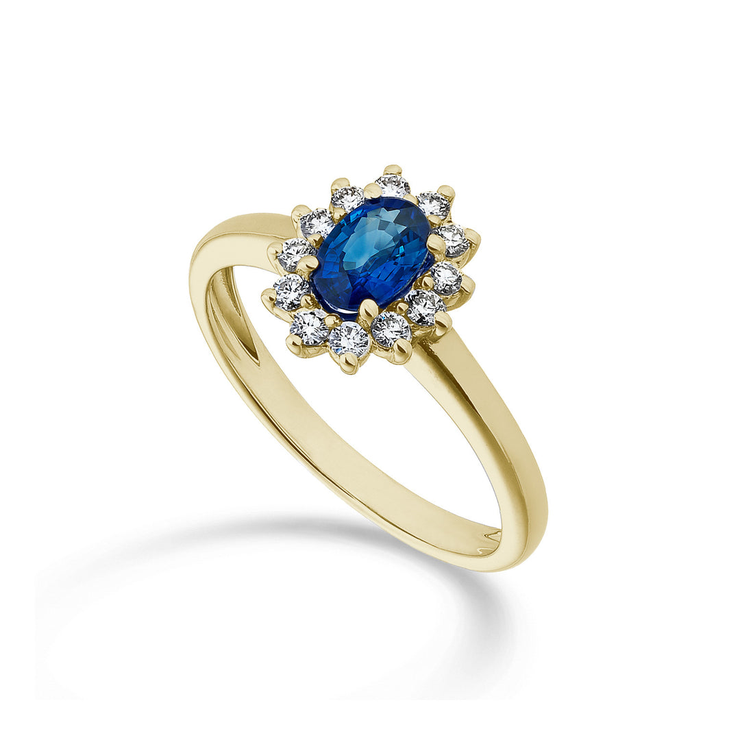 Mikiko an 18k oval sapphire 6x4 yellow gold 0.40 ct diam. 0.23 ct MA5093O1ZFD