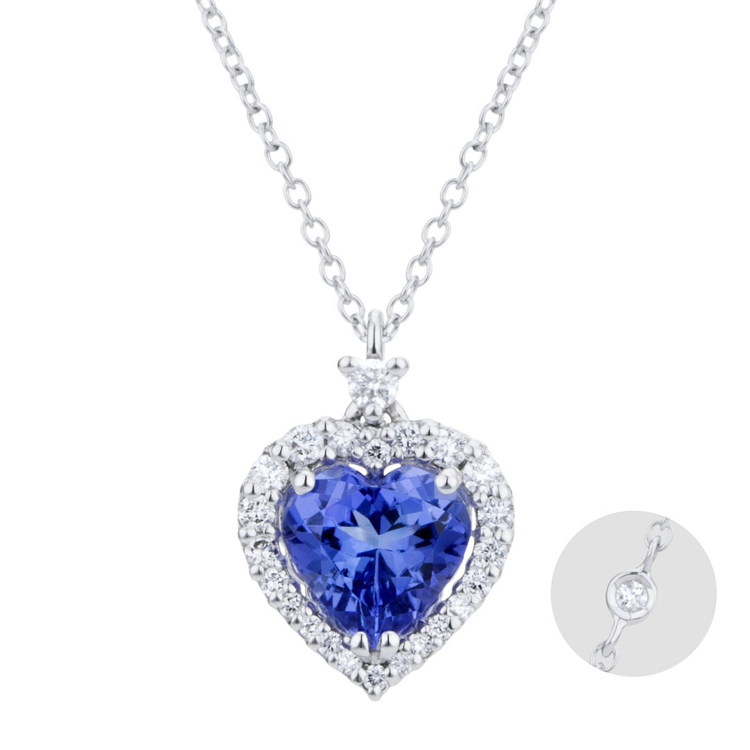 Golay tanzanite hjertechoker 7x7 med line og kæde 6 PCLC061DITZ26C-23262110039