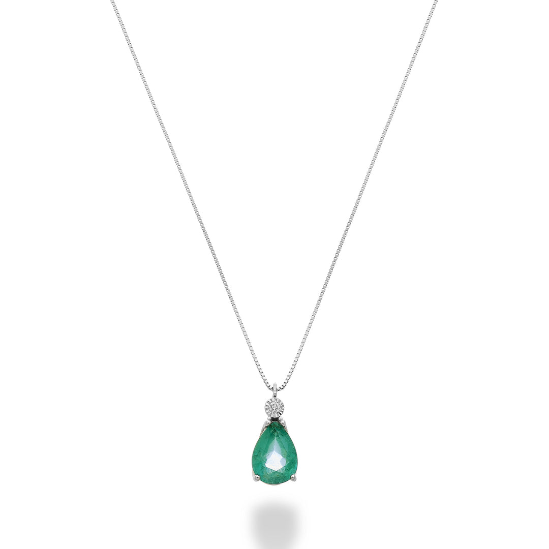 Nihama cl 18k smaragd n. 7x5 droppe med diamant ND5194O4SMN065