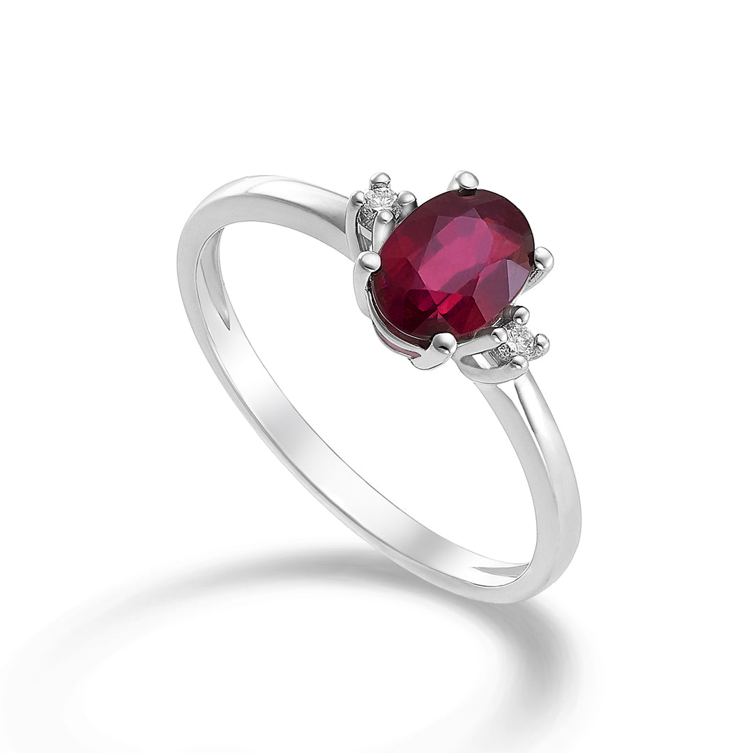 Mikiko an 9k oval ruby ​​7x5 ct.0,90 diam. ct.0.03 MA5073R4RBC