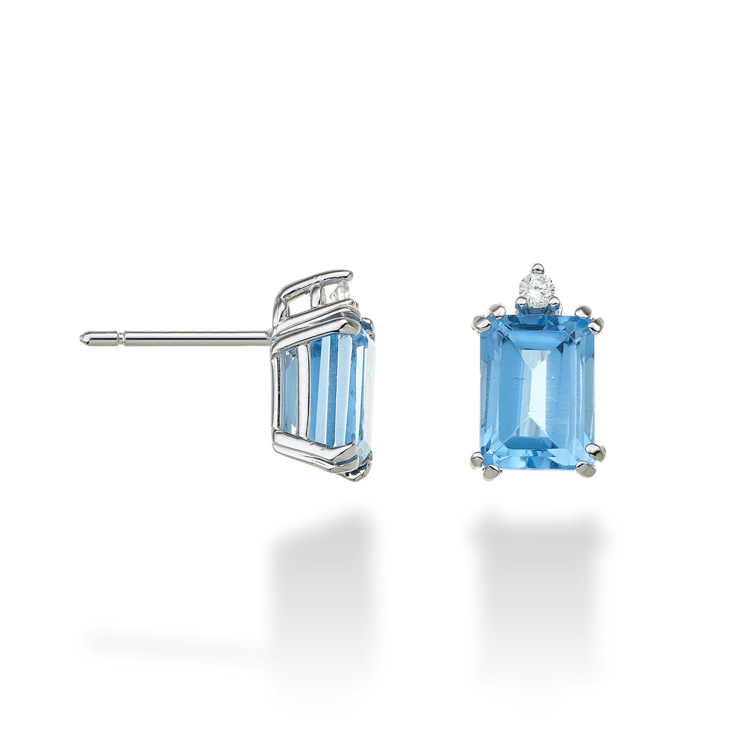Mikiko oder 18k achteckiger blauer Topas 8x6 ct.4,20 Durchm. ct.0,06 MOCL090DITPAZ3O4
