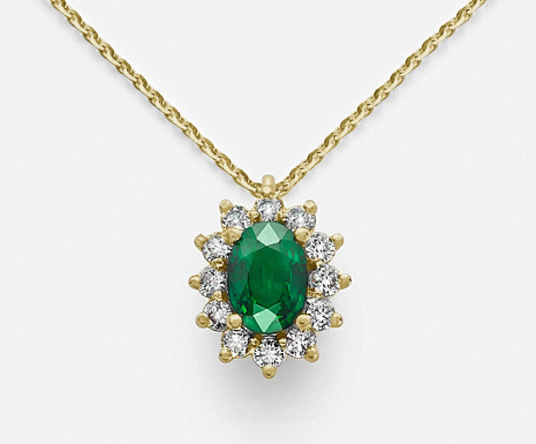 Nihama cl 18k smaragd n. oval 7x5 ct. 0,69 gult guld ND5048O1SMN069