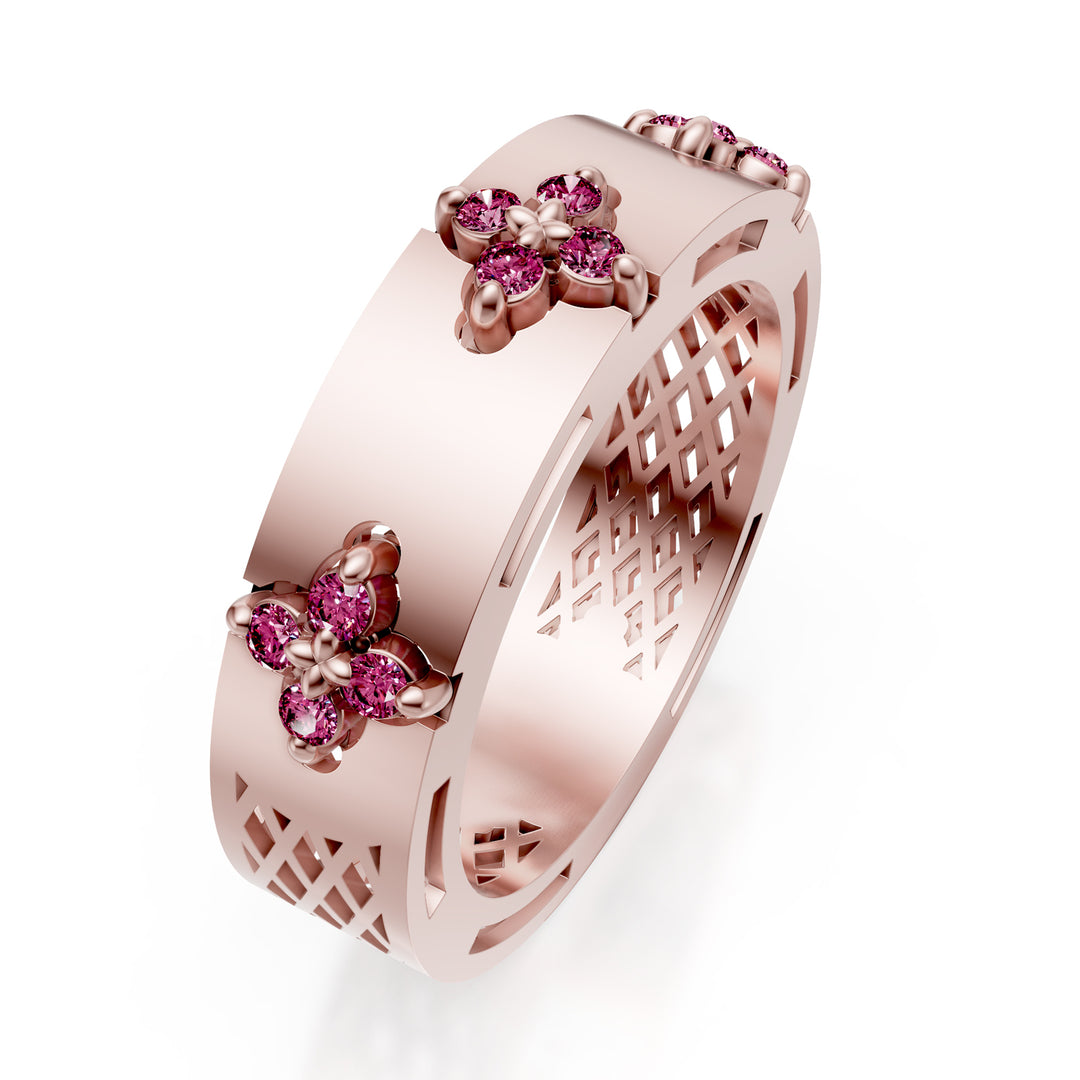 Golay satin saffran halvrund bandring. rosa rosa AFFI04ZPSR