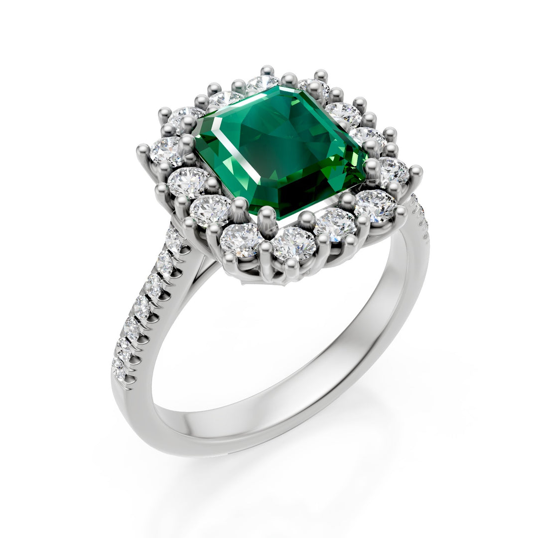 Golay oct emerald ring 8x8 with 14 diamonds outline ACLC629DSM88-25322110206