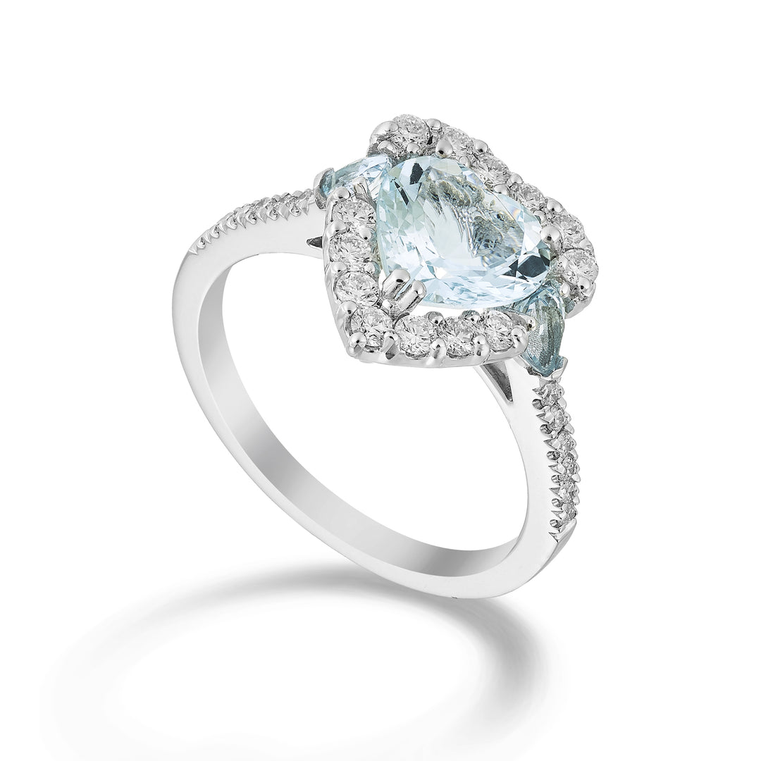World Diamond Group hjerte akvamarin ring 8x8, drops 4x3 og diamanter ACLC095DAQ88-24204110025