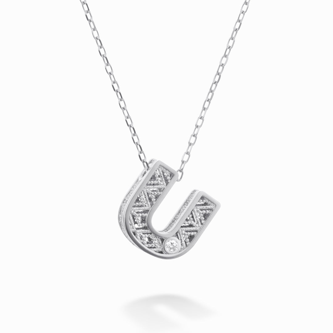 Nihama cl 18k bogstav u hvidguld diam. ct.0,01 NDLETUO4