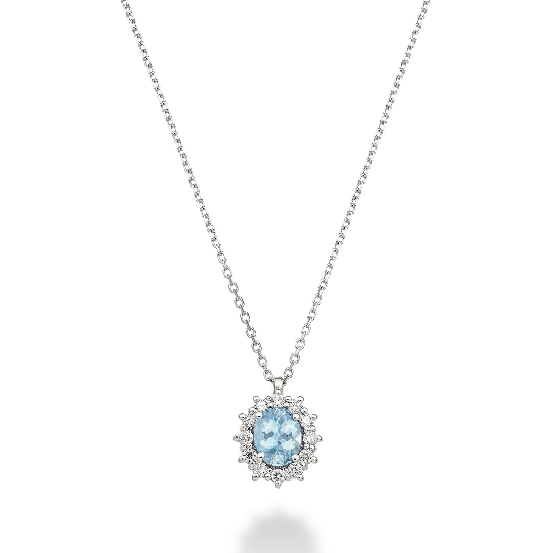Mikiko, ovaler Aquamarin, 18 Karat, 5 x 4 ct. 0,30 Durchm. 0,10 ct MD5126O4AM