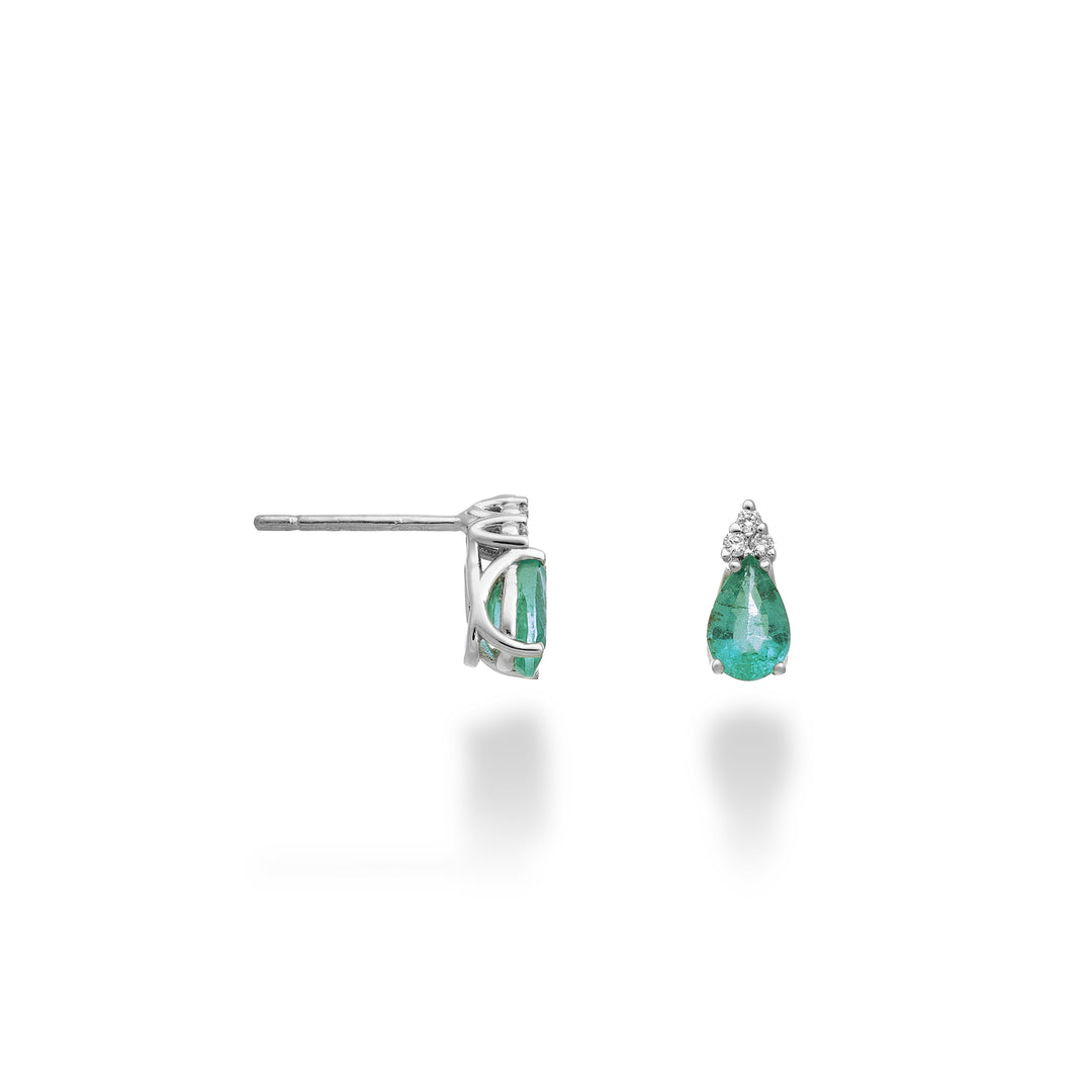 Mikiko oder 18-Karat-Smaragdtropfen 6x4 und drei Diamanten MO5173O4BE