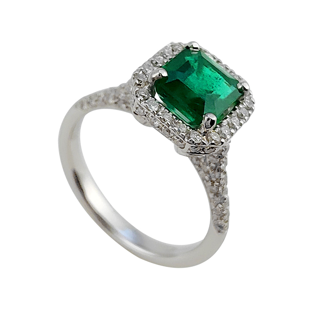 Golay oct smaragdring 6x6 med diamantkontur ACLC633DSM66-25048110078