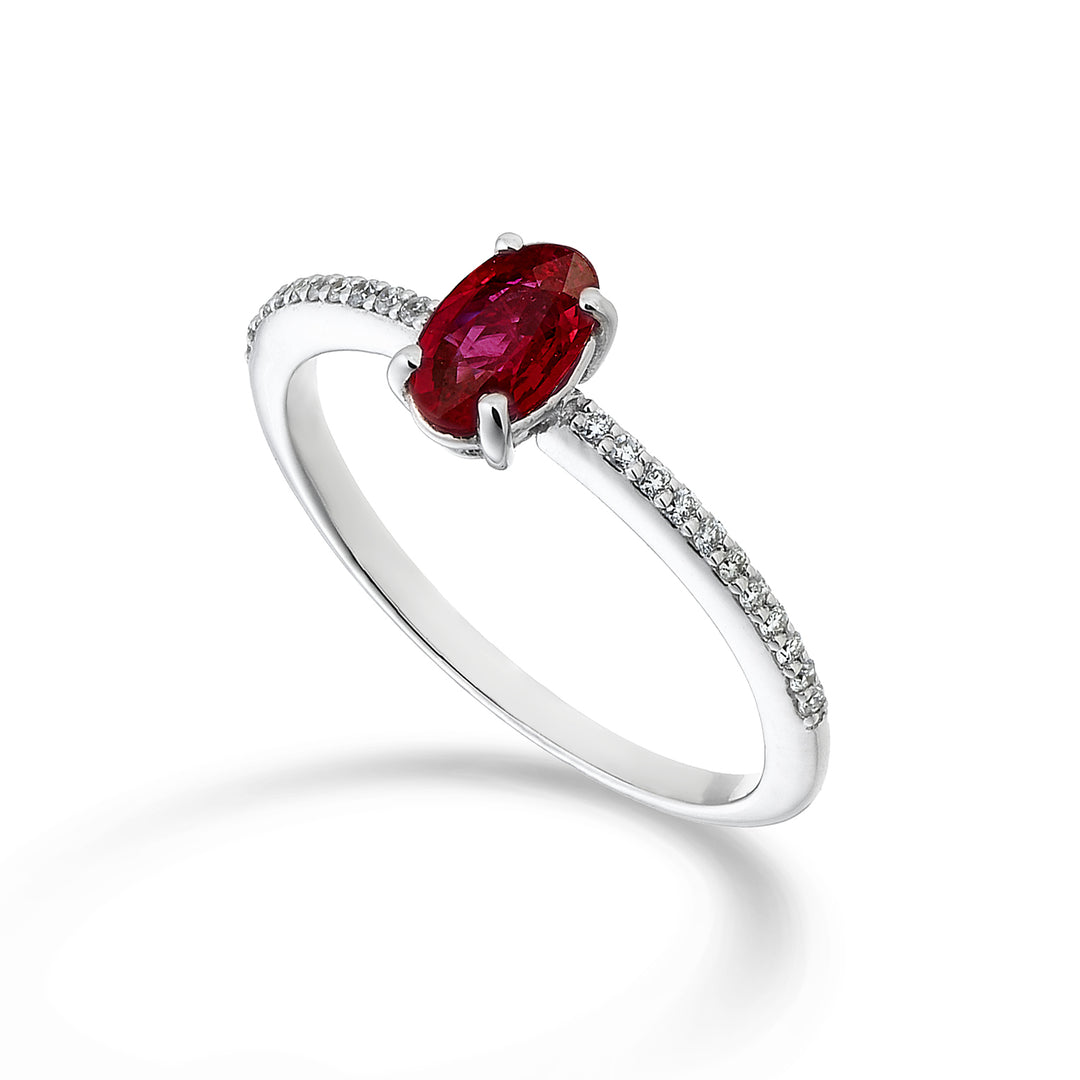 Mikiko an 18k oval ruby ​​6x4 ct.0,40 diam. ct.0.08 MA5102O4RBC